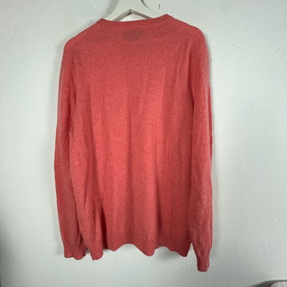 Club Room Luxury Cashmere Sweater Men Large Coral Crew Neck Long Sleeve Pullover - Picture 2 of 8
